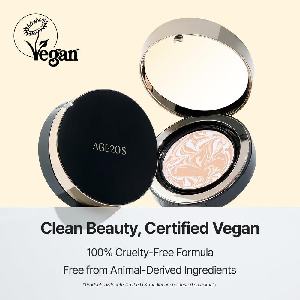 AGE 20's puff applying Signature Essence Pact for even coverage