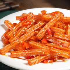 AGOLOOD Spicy Latiao open-pack highlighting convenient single-serve portions for quick snacks.