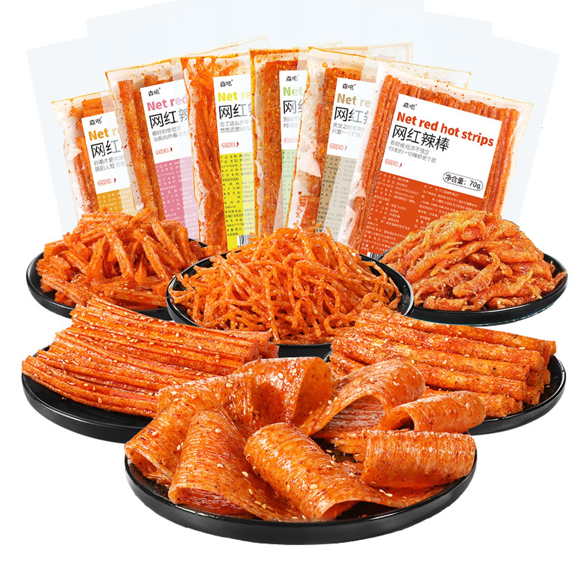 AGOLOOD Spicy Latiao packaging with six individually wrapped sticks for on-the-go snacking.