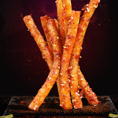 AGOLOOD Spicy Latiao six-pack display emphasizing value and shareable snack options.