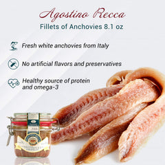 Close-up of white anchovy fillet from Agostino Recca
