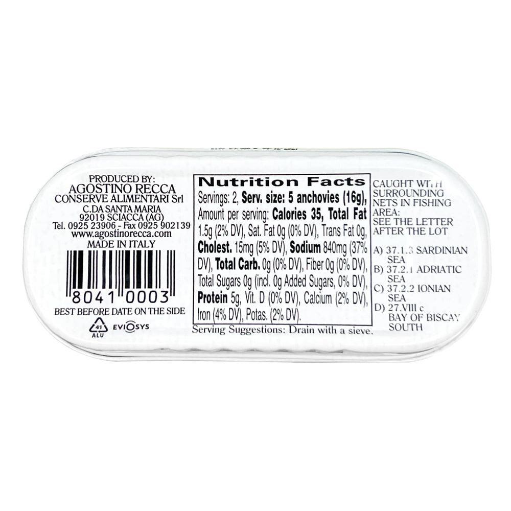 Agostino Recca pack of 3 anchovy tins ready for effortless pantry use.