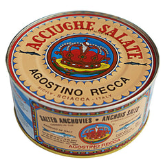 Agostino Recca salted whole anchovies in salt, ideal for antipasti and pasta toppings