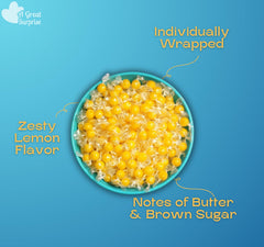 A Great Surprise candy buffet idea with yellow lemon candies for summer celebrations