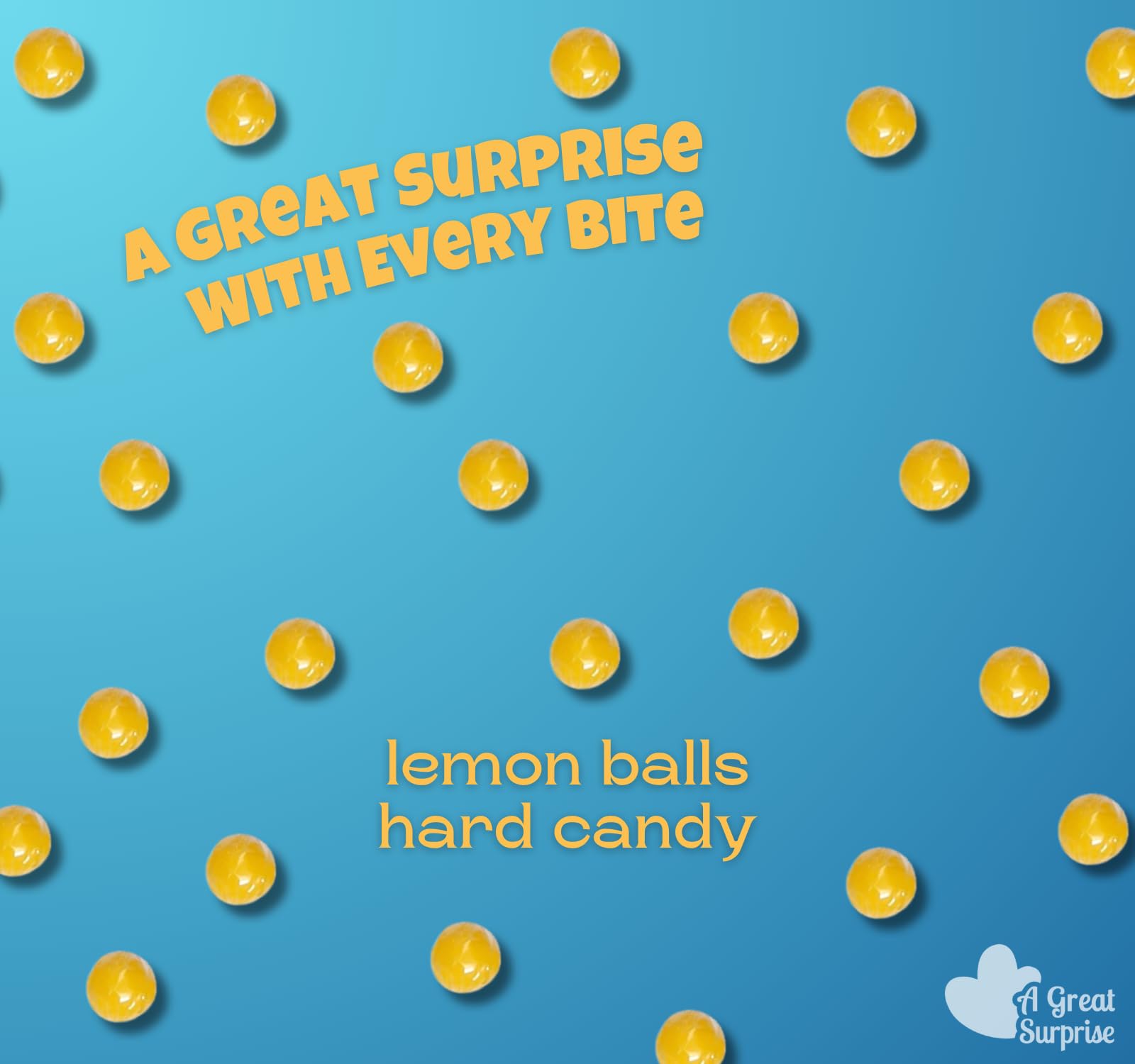 A Great Surprise lemon flavor hard candy adds sunshine to gatherings or office candy dishes