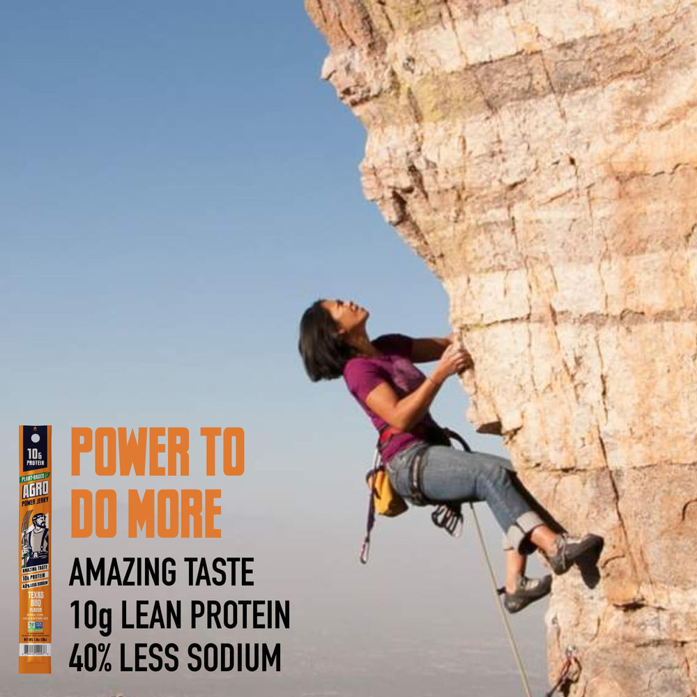 AGRO Power vegan jerky stick placed in a lunchbox for a protein boost