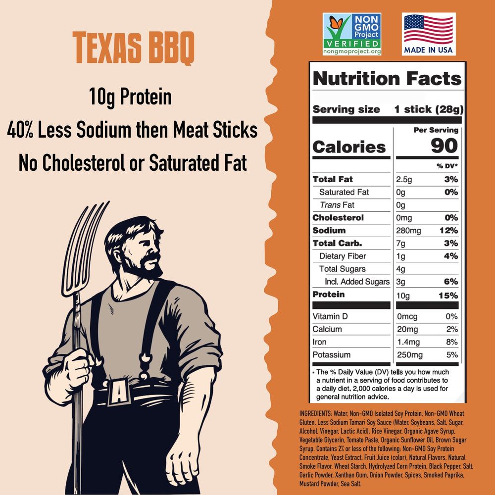 Close-up of AGRO Power vegan jerky stick texture, slow-roasted chew
