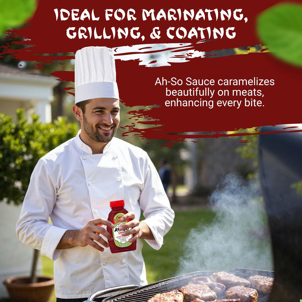 Ah So Red Rib sauce label shows flavor and use