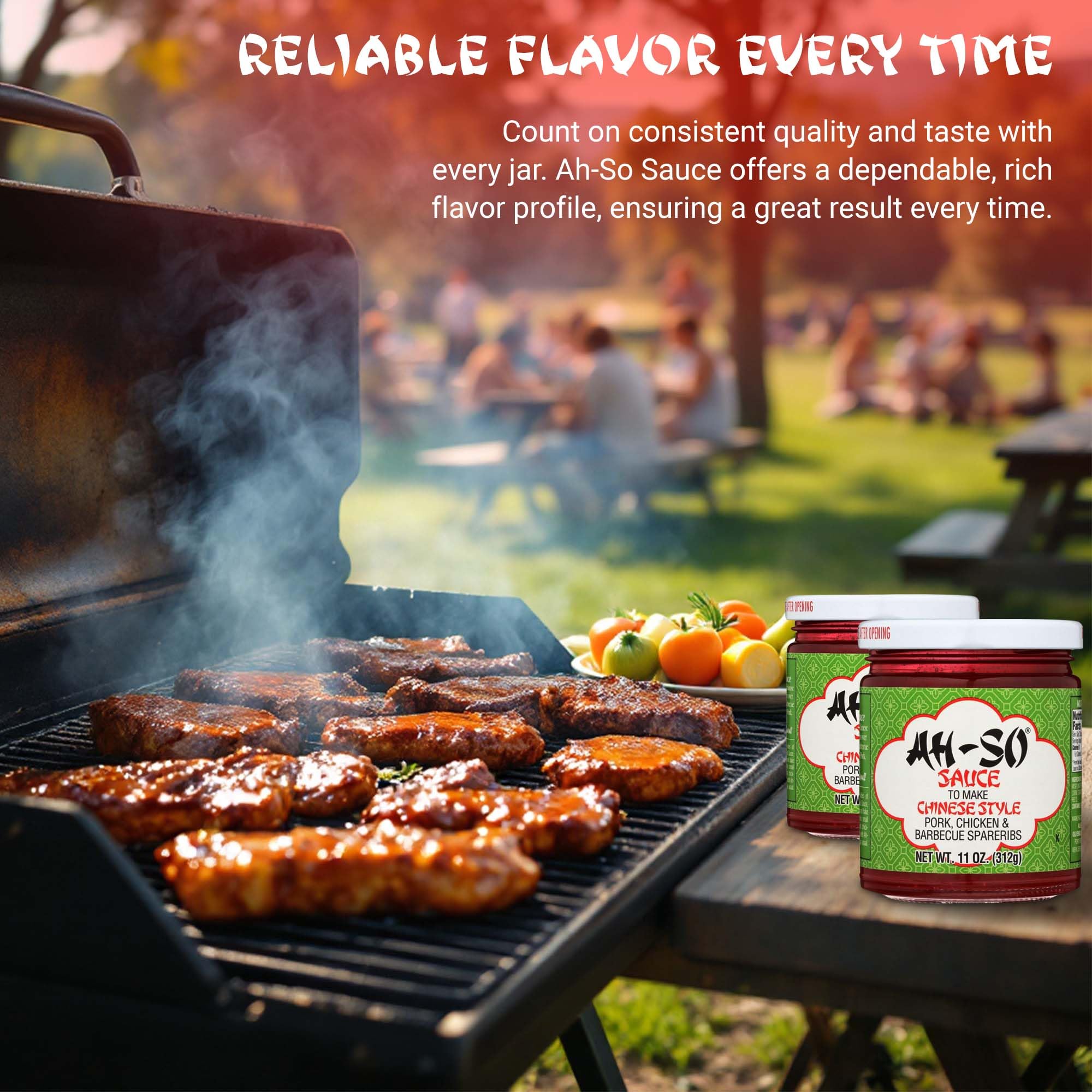 Ah So sauce on chicken wings while grilling for bold char.