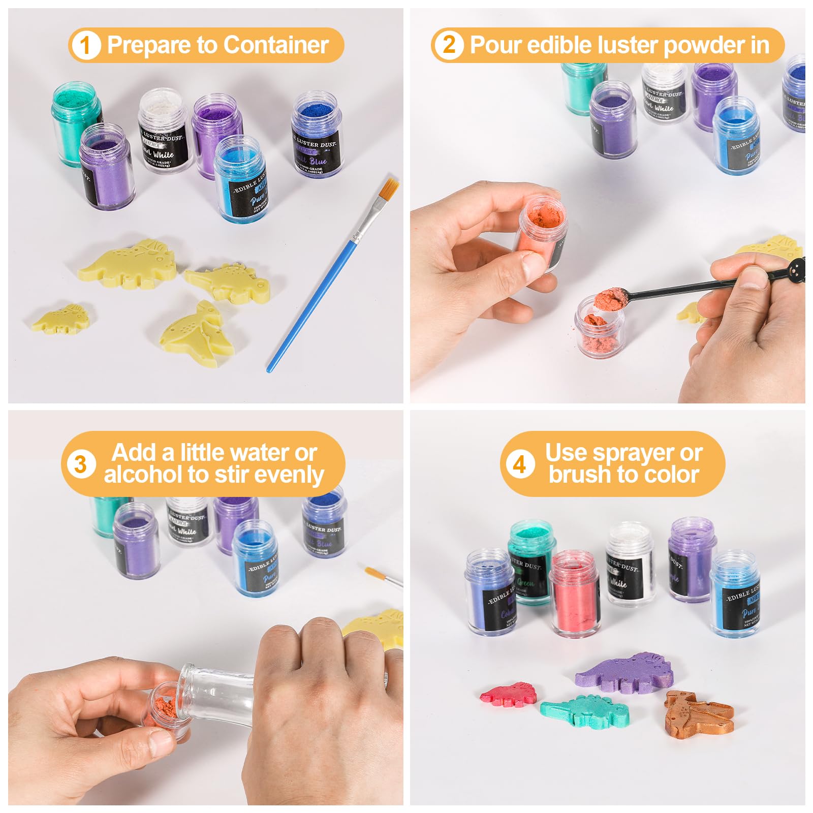 Aheroi easy-to-use shimmer powder for wet or dry decorating.