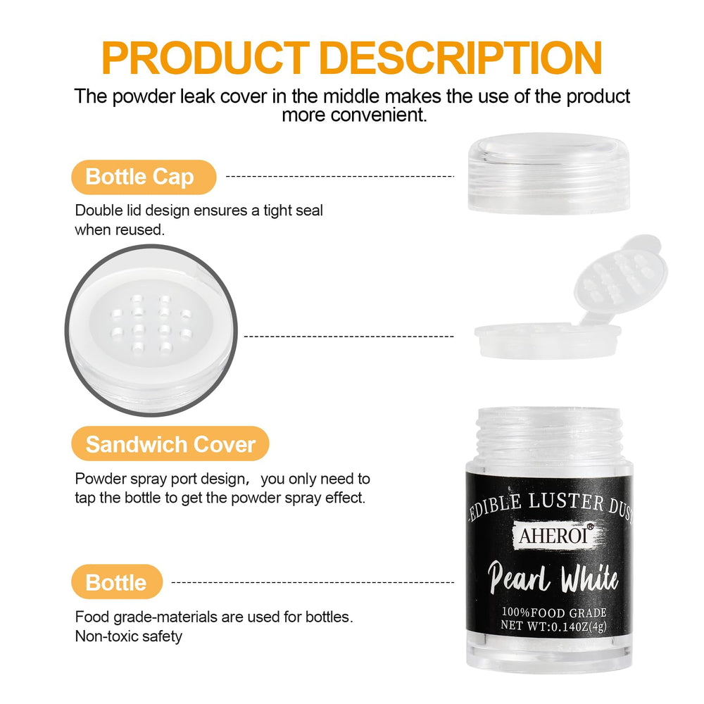 Aheroi vegan allergen-free glitter suitable for fondant and beverages.