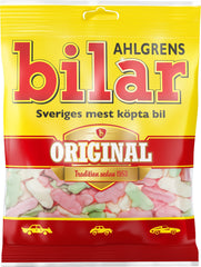 Ahlgrens Bilar Original chewy candy cars in a 125g bag, a Swedish classic snack.
