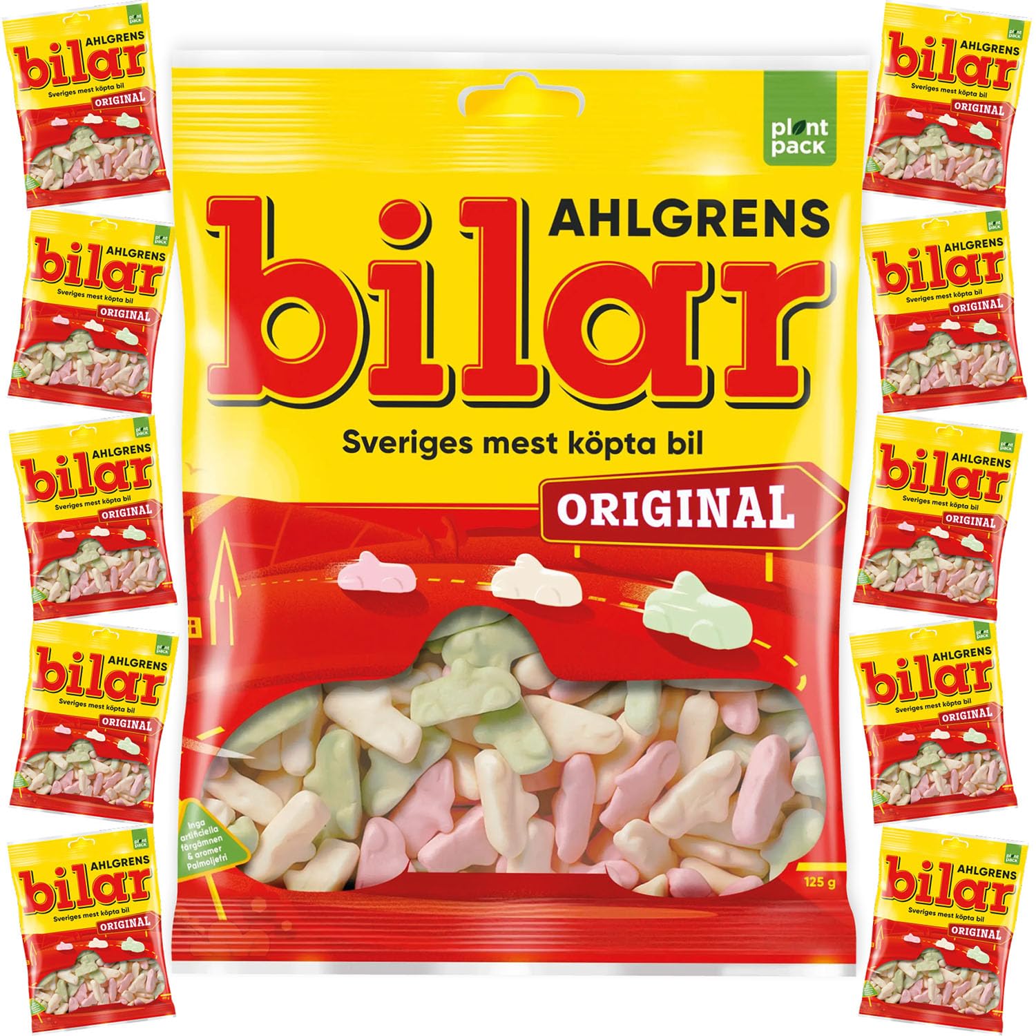 Ahlgrens Bilar Original fruity chewy marshmallow cars, a colorful snack ideal for sharing