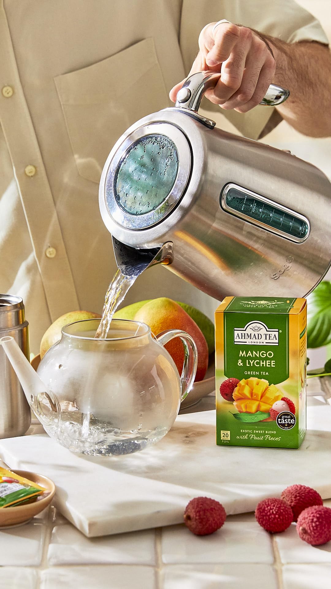 Ahmad Tea 20 count teabags arranged for easy daily brewing