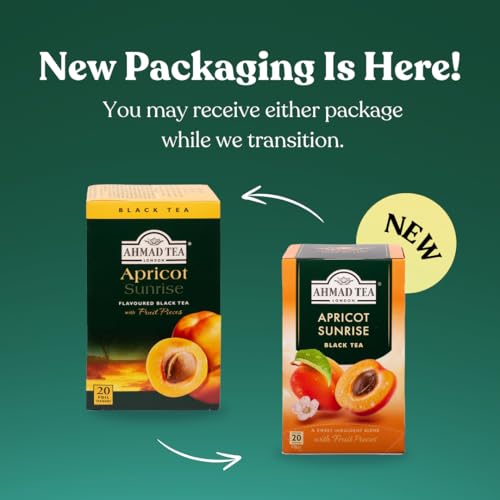Ahmad Tea Apricot Sunrise teabags ready for quick hot or iced brews