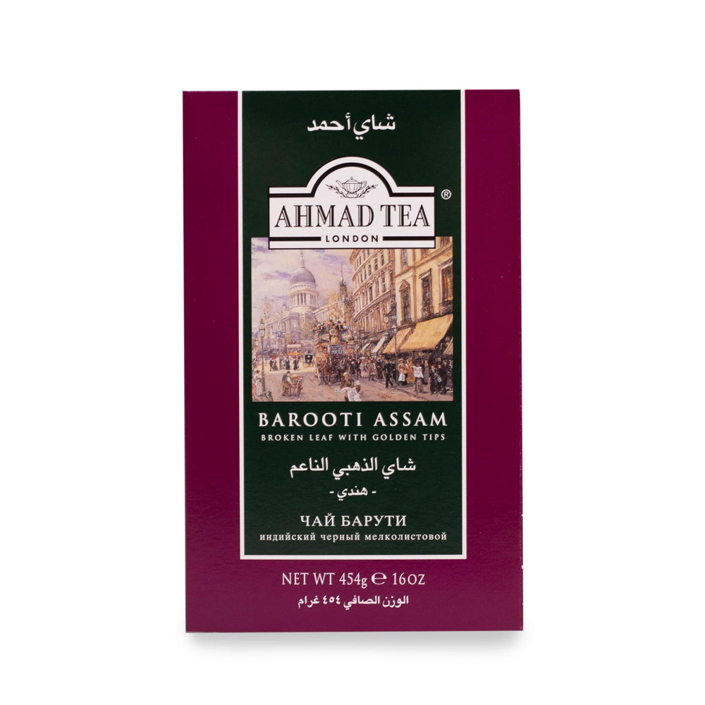 Ahmad Tea Barooti Assam loose-leaf for a bold, smooth morning start.