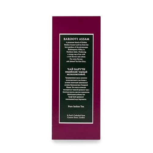 Ahmad Tea Barooti Assam packaging highlights premium quality and ethical sourcing.