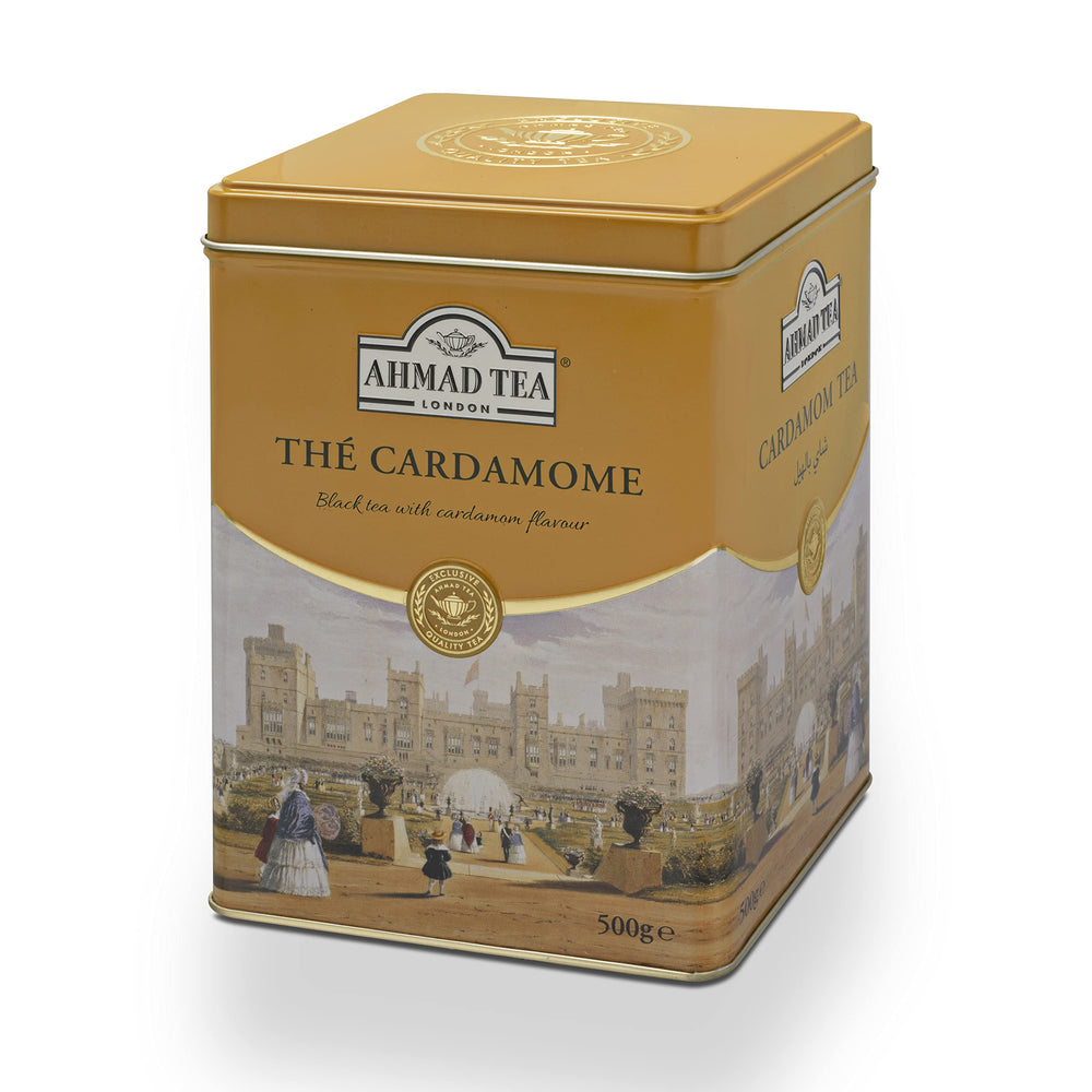 Ahmad Tea Black Cardamom packaging and loose leaves for premium quality