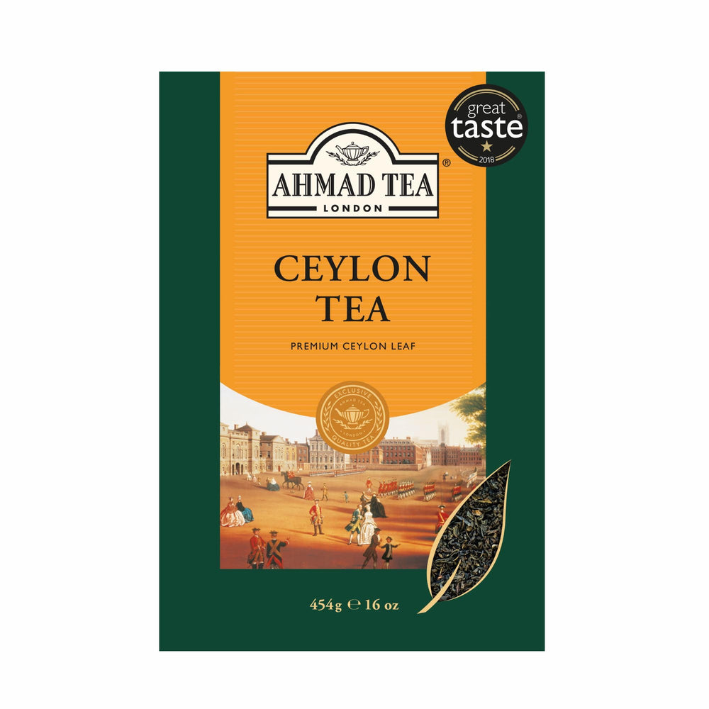 Ahmad Tea Black Tea Ceylon loose-leaf in 454g pack ready to brew.
