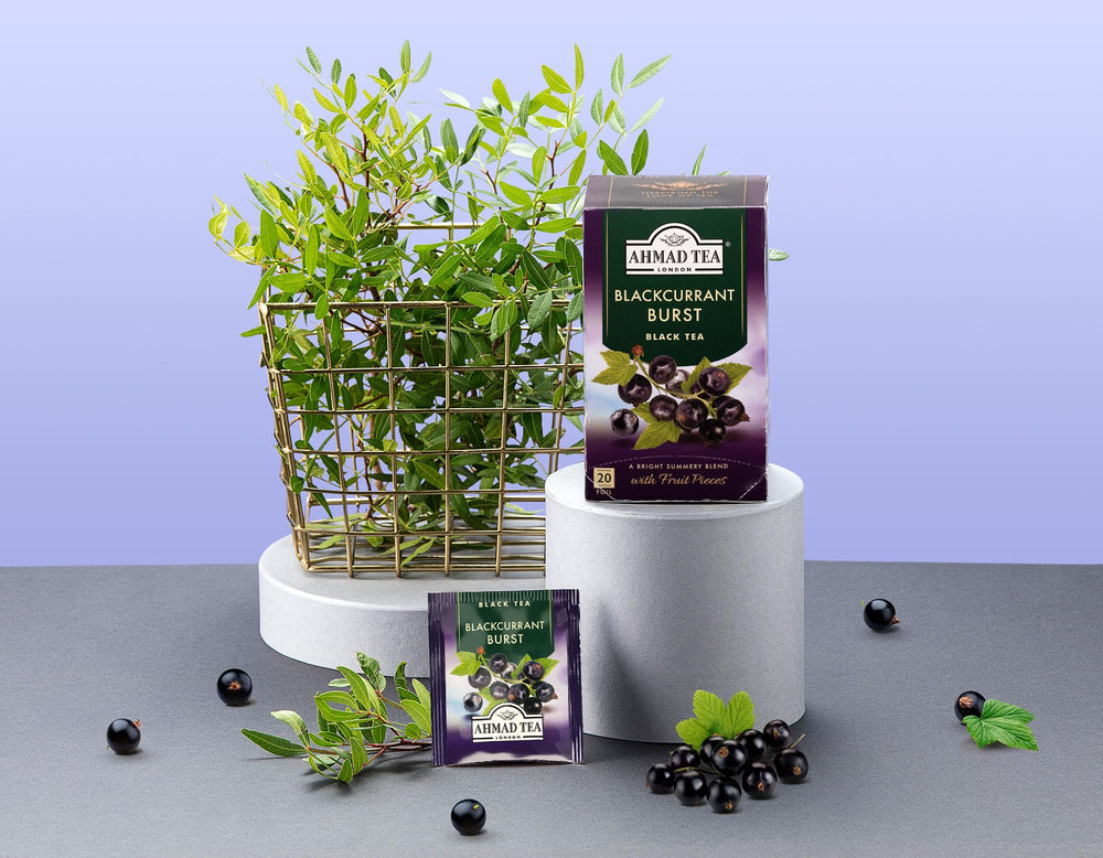 Brewing 3–5 minutes for a bright, berry-forward cup with Ahmad Tea Blackcurrant Burst.