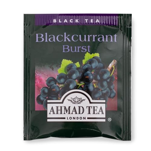 Real blackberry pieces and blackcurrant flavoring in Ahmad Tea Blackcurrant Burst.