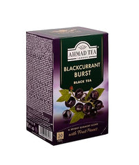 A hot cup of Ahmad Tea Blackcurrant Burst reveals bright color and fruity aroma.