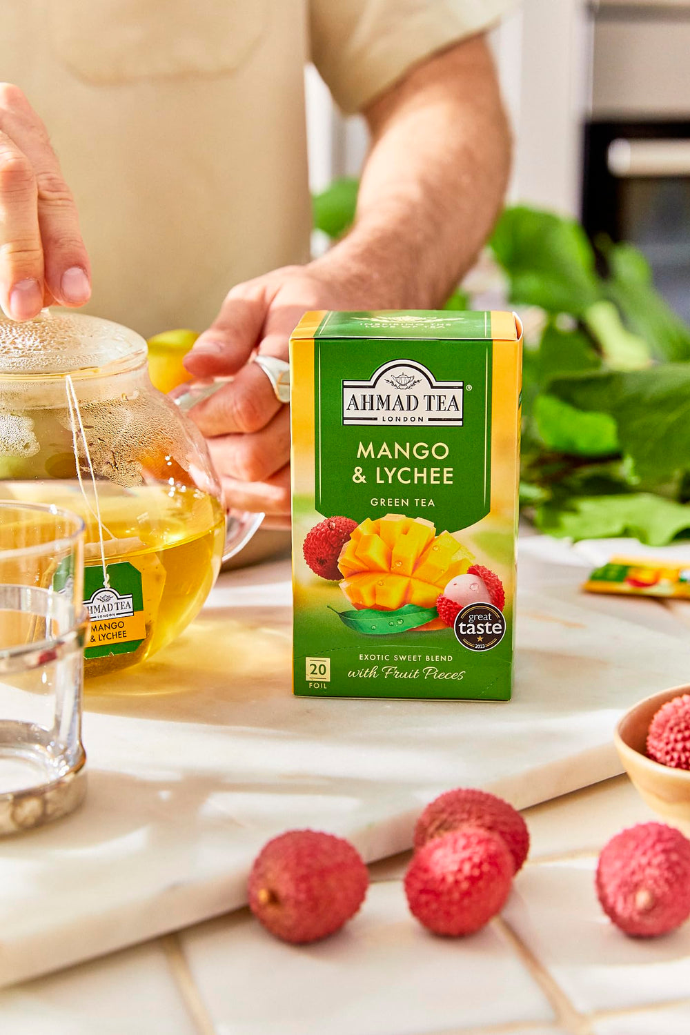 Ahmad Tea brand logo on packaging highlighting ethical partnerships