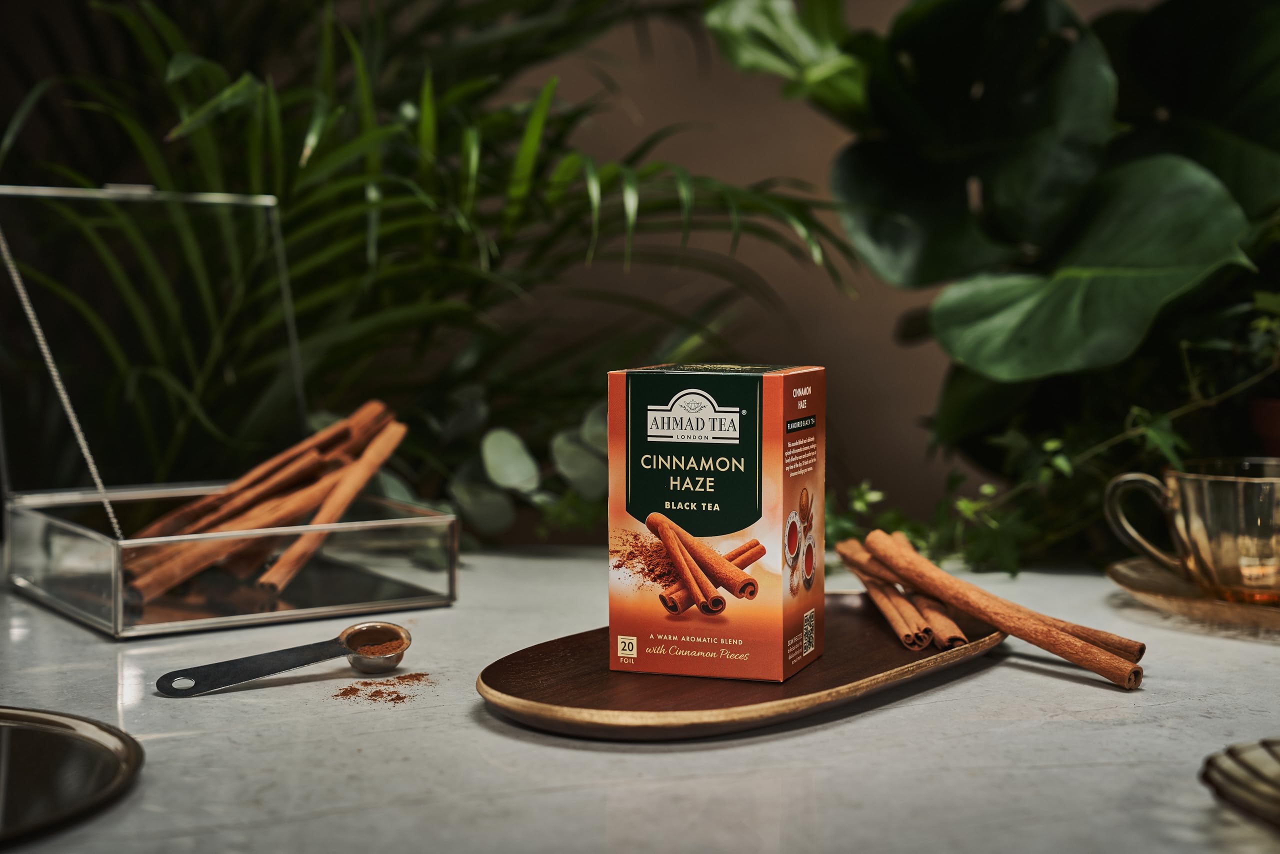 Ahmad Tea Cinnamon Haze awards stamp signals trusted quality.