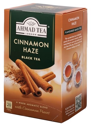 Ahmad Tea Cinnamon Haze tea bags ready for a quick, comforting brew.