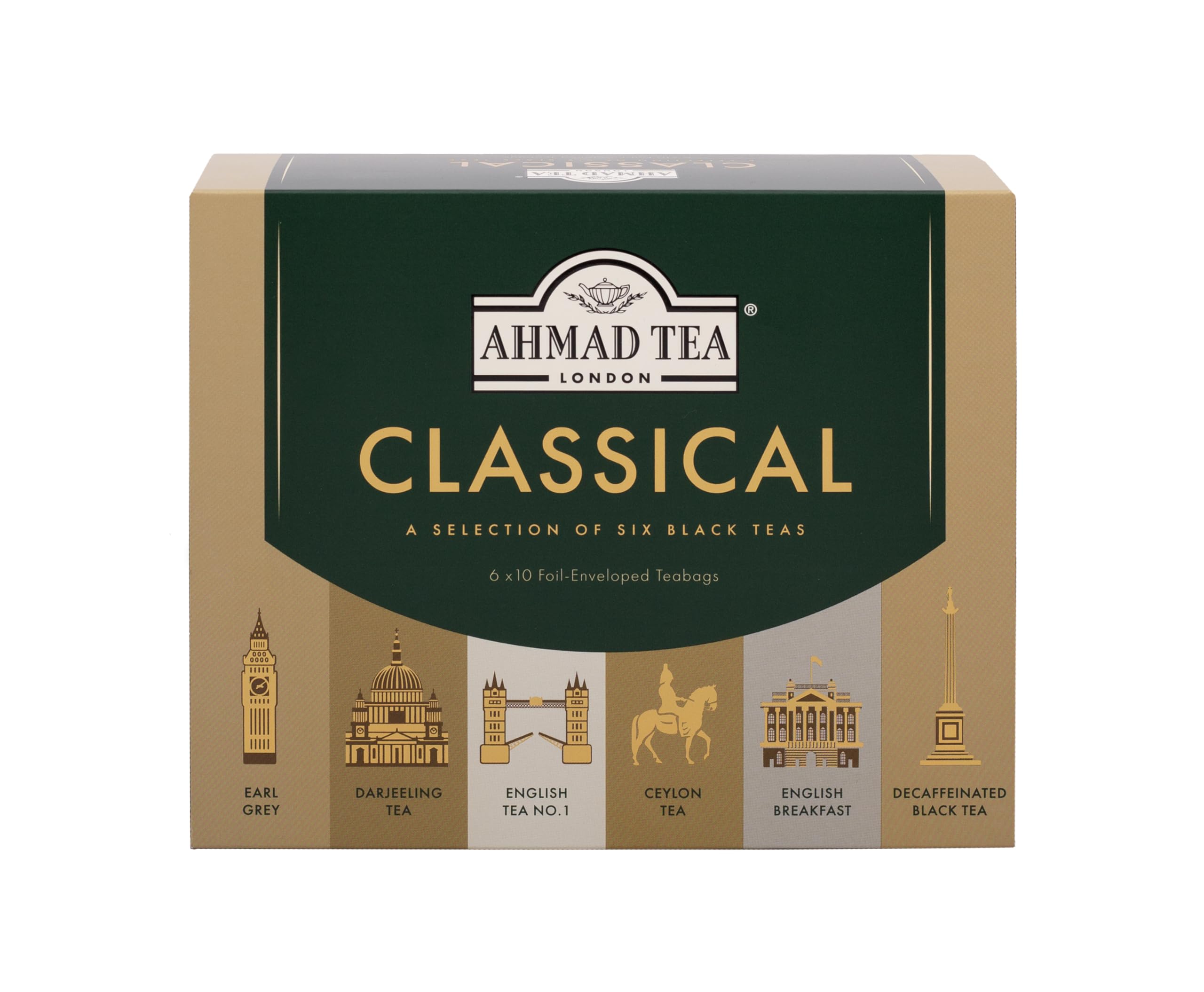 Ahmad Tea Classic Selection box shown, ideal as a refined gift for tea lovers.