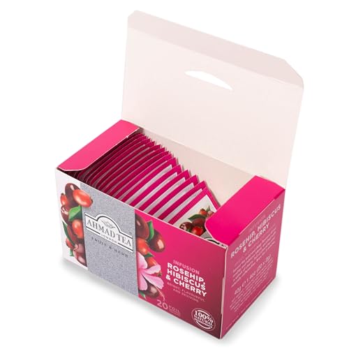 Ahmad Tea iced infusion of rosehip hibiscus cherry for a refreshing cold brew.