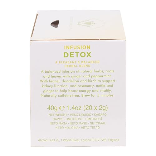Ahmad Tea Detox tea bag with dandelion for gentle, earthy aroma.