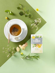 Ahmad Tea Detox tea bag with peppermint for a fresh, minty finish.