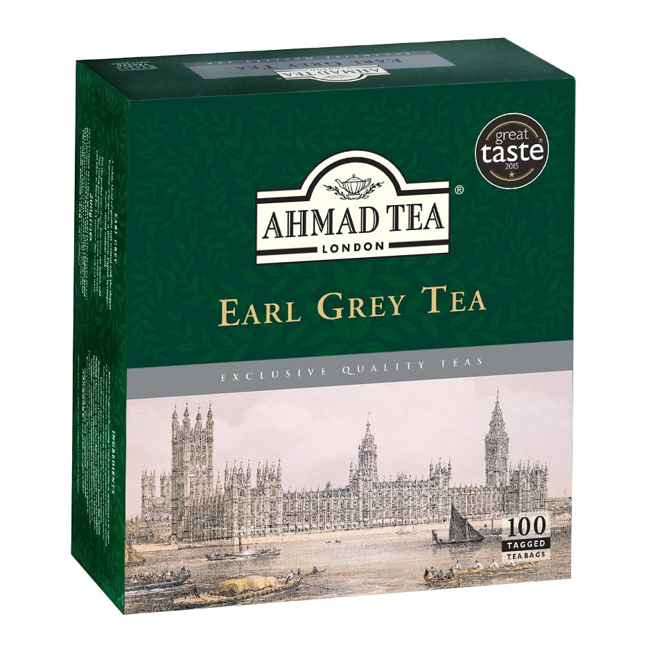 Ahmad Tea Earl Grey Kenya leaves close-up conveys bright, brisk flavor base.