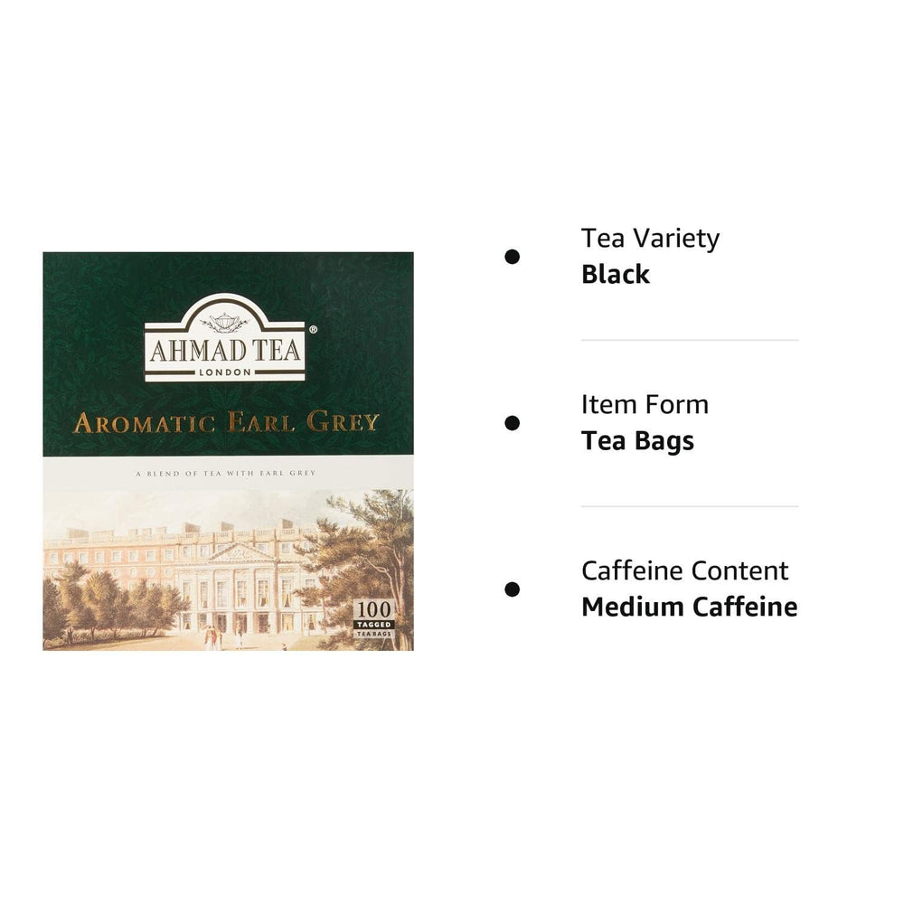 Ahmad Tea Earl Grey teabags in box ideal for gifting and sharing.