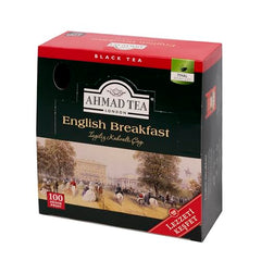 Ahmad Tea English Breakfast teabags in foil wrap preserve freshness for a brisk morning.