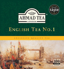 Ahmad Tea English No.1 tagged teabags—smooth, fragrant black tea.