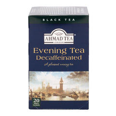 Ahmad Tea Evening Decaffeinated tea bags in a box for a calm evening ritual