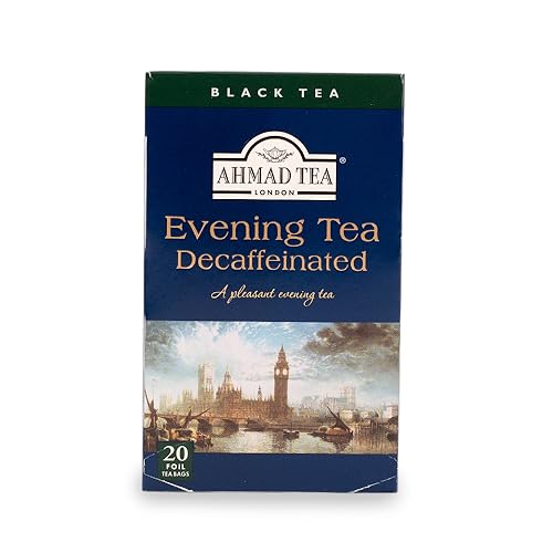 Ahmad Tea Evening decaf tea cup steaming with bergamot aroma
