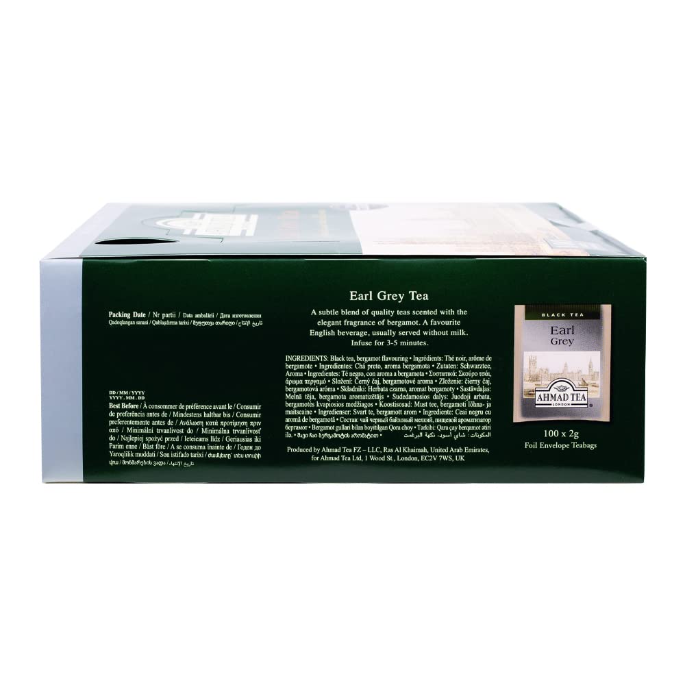 Assorted Ahmad Tea foil teabags ready for daily use in a kitchen drawer