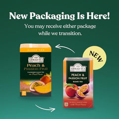 Ahmad Tea Peach and Passion Fruit pieces adding real fruit flavor.