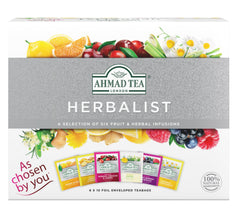Ahmad Tea Herbalist Box varieties for a gift-ready assortment of fruit and herbal blends.