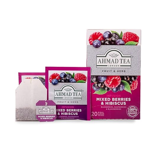 Ahmad Tea herbal blend served iced offers a refreshing berry moment.