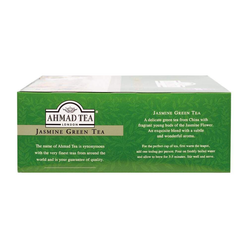 Hot cup of Ahmad Tea Jasmine Green Tea ready for a soothing sip