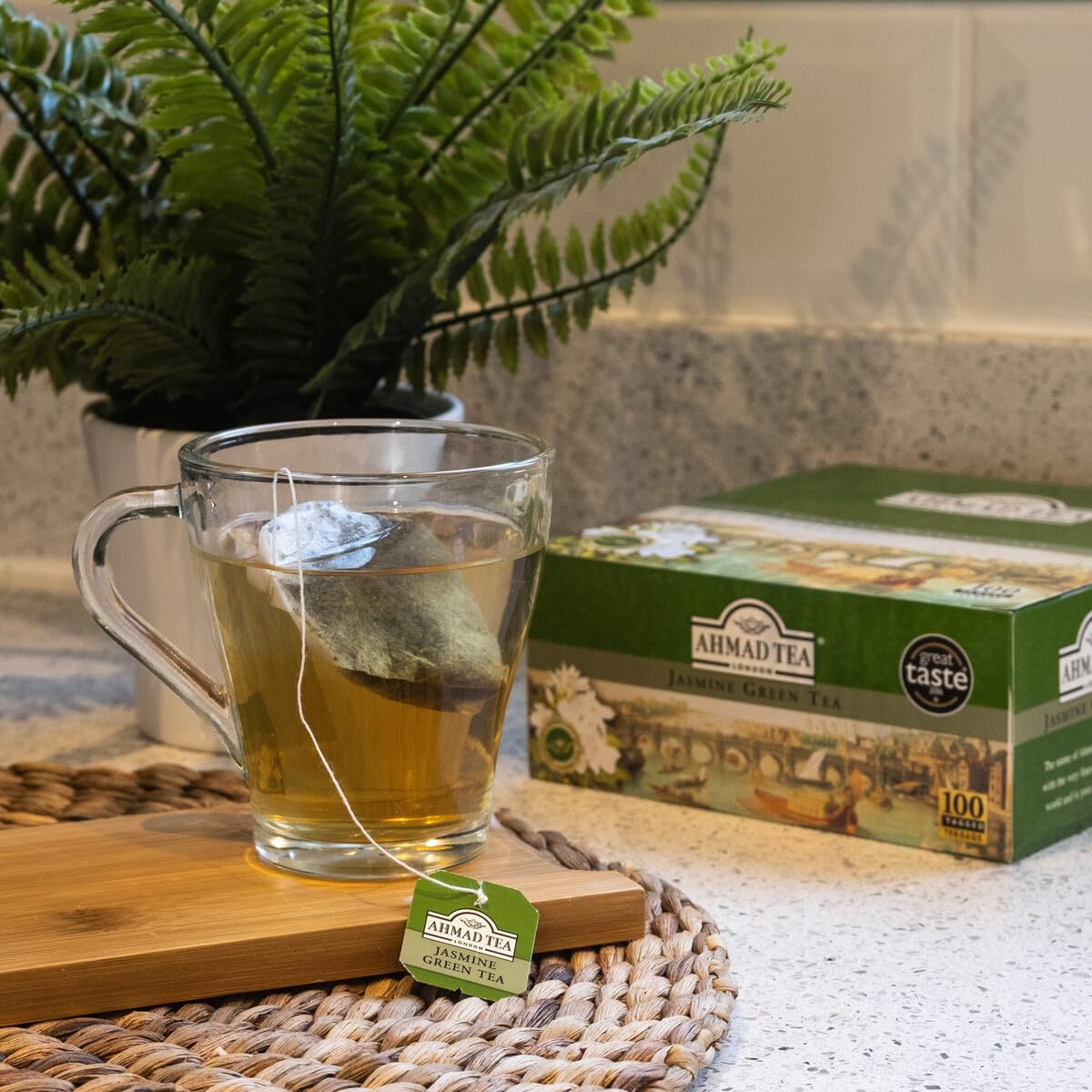 Iced Ahmad Tea Jasmine Green Tea offering a refreshing cold option