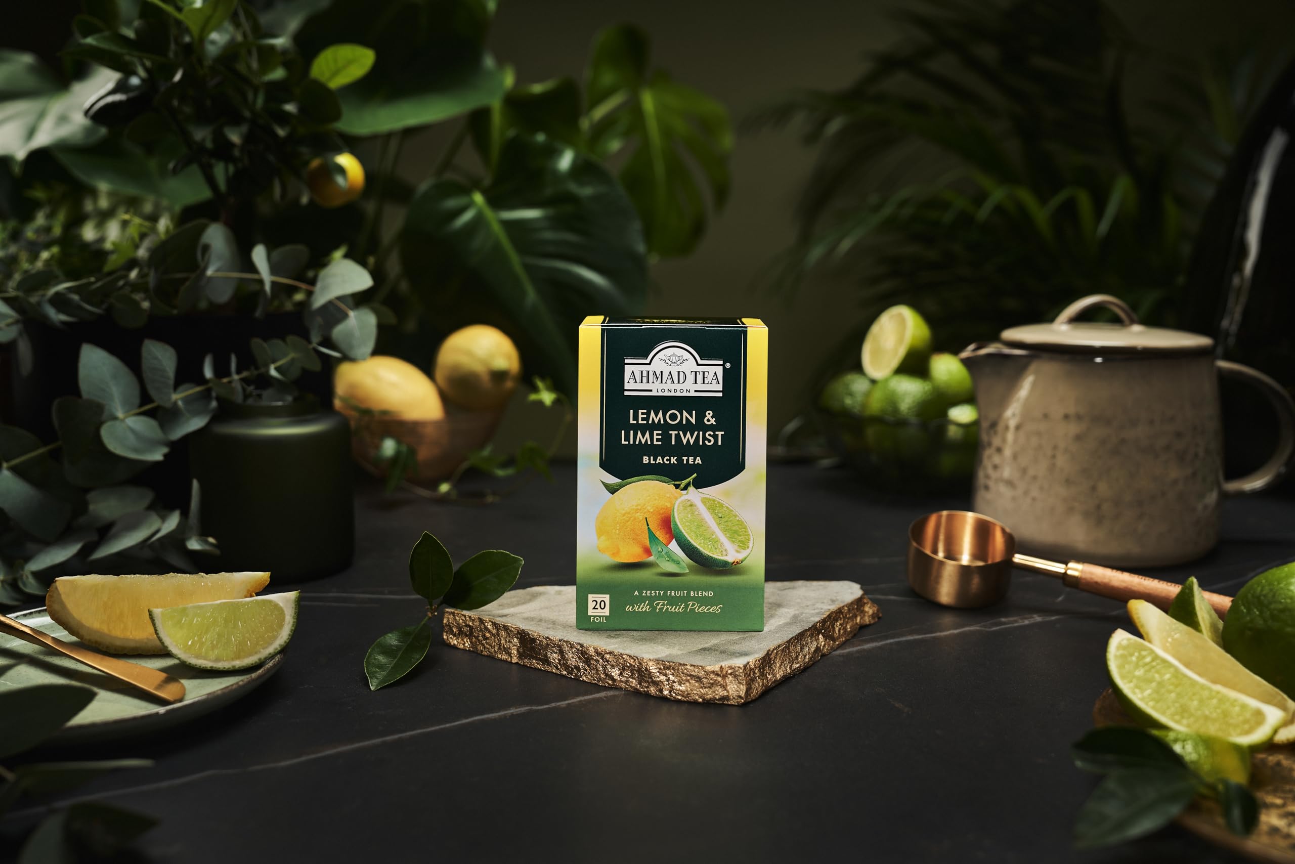 Hot serving of Ahmad Tea Lemon & Lime offers a citrus-forward moment.