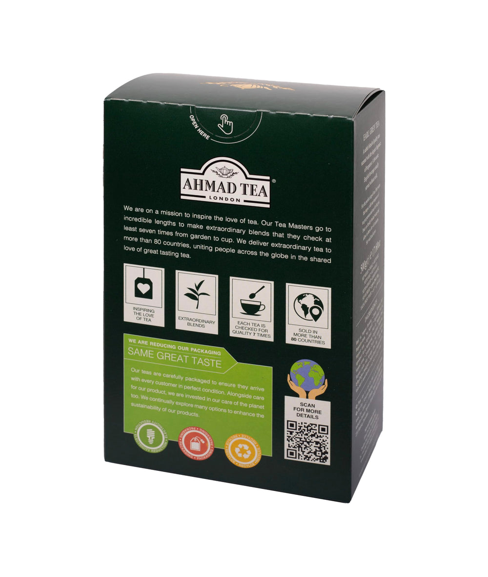 Ahmad Tea loose-leaf brew in cup shows easy steeping.
