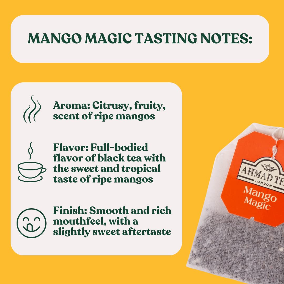 Ahmad Tea Mango Magic packaging highlights heritage and premium branding