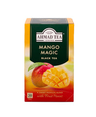 Ahmad Tea Mango Magic tea bags ready to brew with tropical aroma, ideal for everyday rituals.