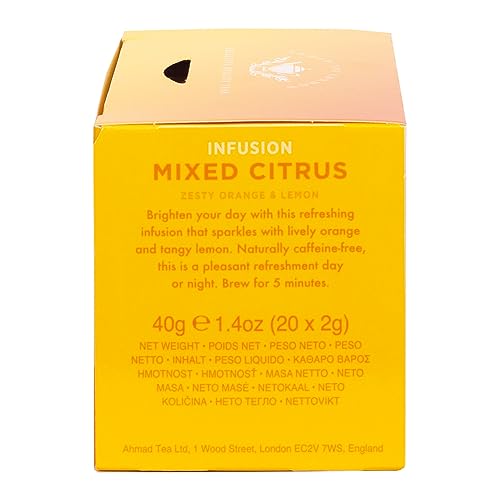 Ahmad Tea Mixed Citrus orange peel and rosehip blend visible.